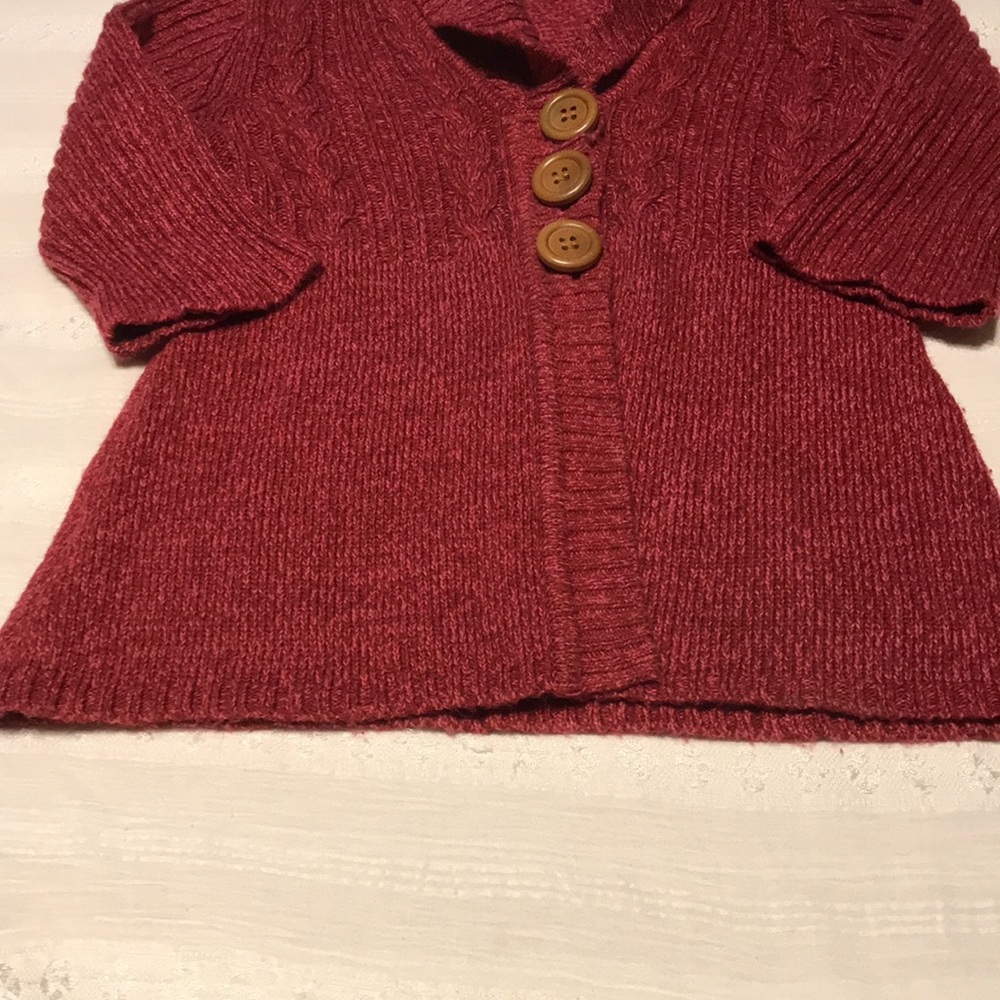 Girls Takeout Raspberry Button Down Sweater - Picture 4 of 6